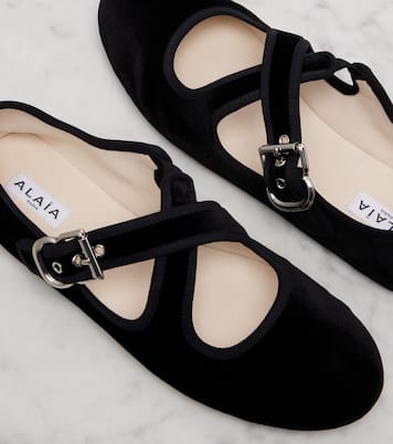 Criss Cross velvet Mary Jane flats | Alaïa