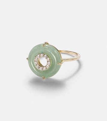 Bague en or 14 ct, jade et diamants | Mateo