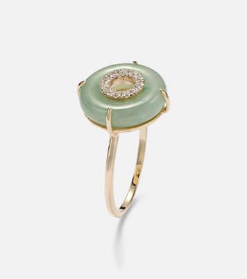 Bague en or 14 ct, jade et diamants | Mateo