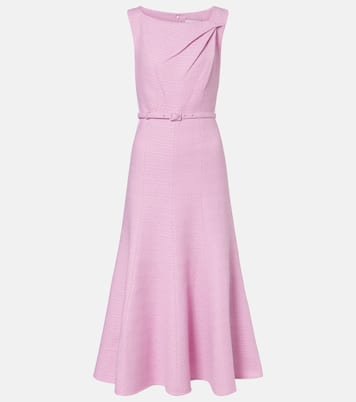 Asymmetric belted bouclé midi dress | Roland Mouret