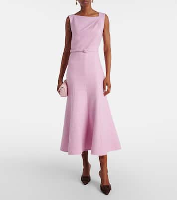 Asymmetric belted bouclé midi dress | Roland Mouret