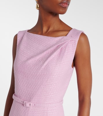 Asymmetric belted bouclé midi dress | Roland Mouret