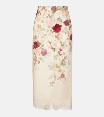 Hypnotic floral linen pencil skirt | Zimmermann