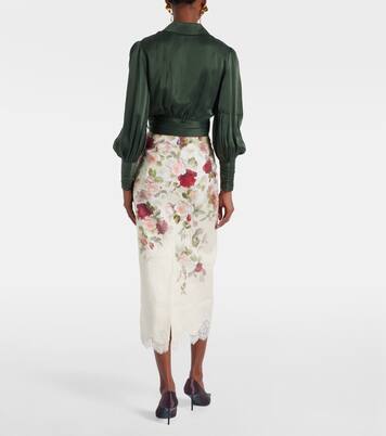 Hypnotic floral linen pencil skirt | Zimmermann