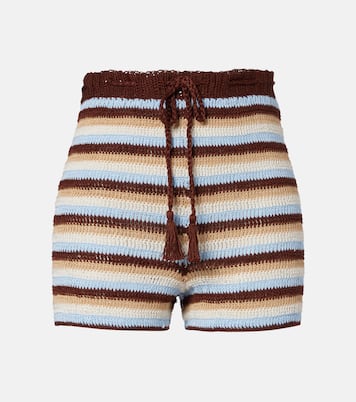 Striped cotton crochet shorts | Anna Kosturova