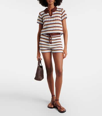 Striped cotton crochet shorts | Anna Kosturova