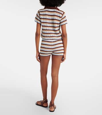 Striped cotton crochet shorts | Anna Kosturova
