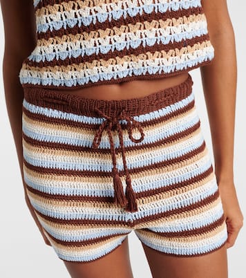 Striped cotton crochet shorts | Anna Kosturova
