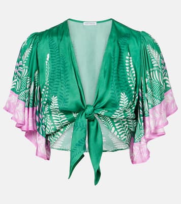 Cropped-Top Rose aus Satin  | Poupette St Barth