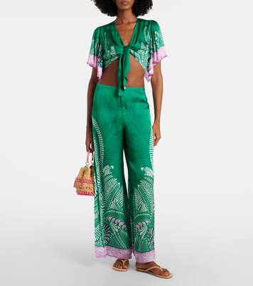 Cropped-Top Rose aus Satin  | Poupette St Barth