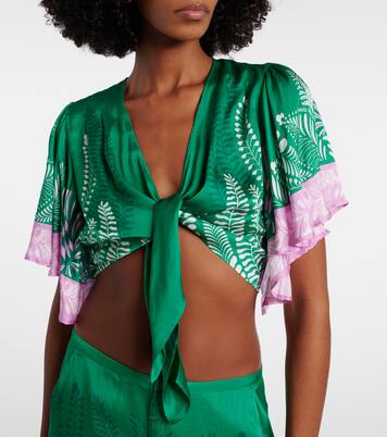 Cropped-Top Rose aus Satin  | Poupette St Barth