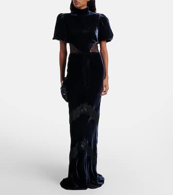 Vestido de fiesta Minerva de terciopelo con encaje | Rebecca Vallance