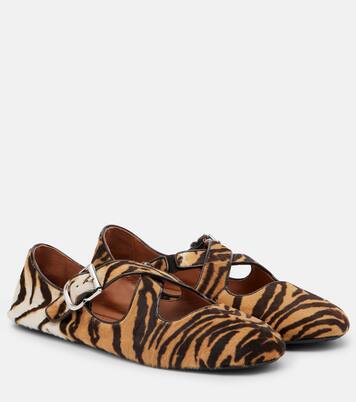 Tiger-print calf hair ballet flats | Alaïa