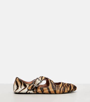 Tiger-print calf hair ballet flats | Alaïa