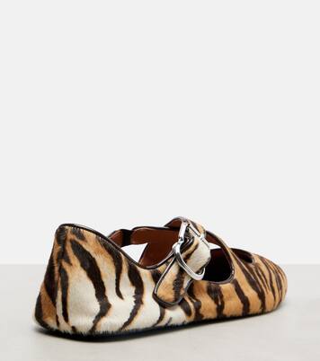 Tiger-print calf hair ballet flats | Alaïa