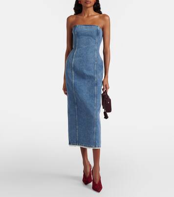 Crochet-trimmed denim midi dress | Magda Butrym