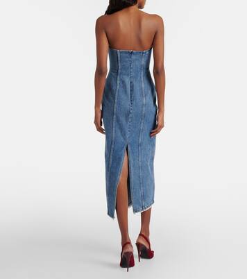 Crochet-trimmed denim midi dress | Magda Butrym