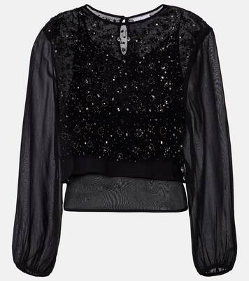 Marlowe sequinned sheer top | Velvet