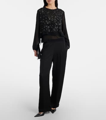 Marlowe sequinned sheer top | Velvet