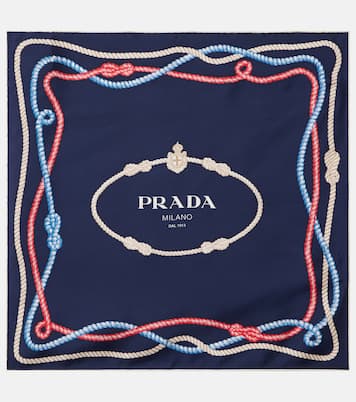 Foulard in twill di seta con stampa | Prada