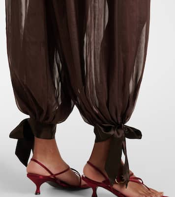 Striped silk-blend wide-leg pants | Xu Zhi