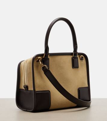 Leather-trimmed suede top-handle bag | Loewe