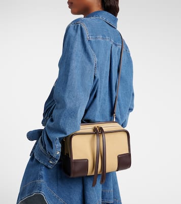 Leather-trimmed suede top-handle bag | Loewe