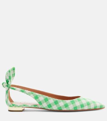 Bow Tie bow-detail checked ballet flats | Aquazzura