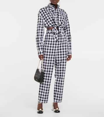 Pantaloni in cotone a quadri | Miu Miu