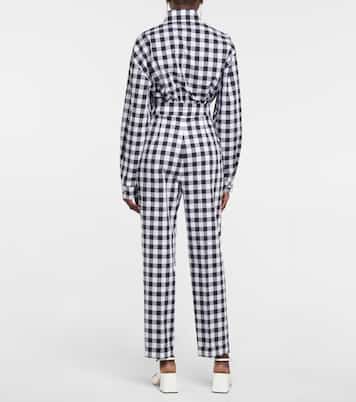 Pantaloni in cotone a quadri | Miu Miu