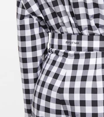 Pantaloni in cotone a quadri | Miu Miu