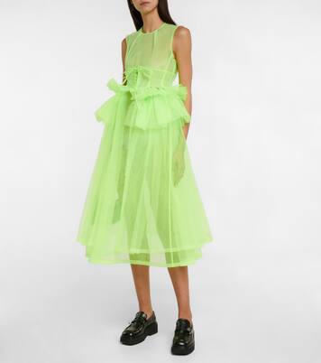 Vestido midi de tul con volantes | Noir Kei Ninomiya