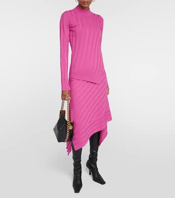 Falda midi asimétrica de punto acanalado | Stella McCartney