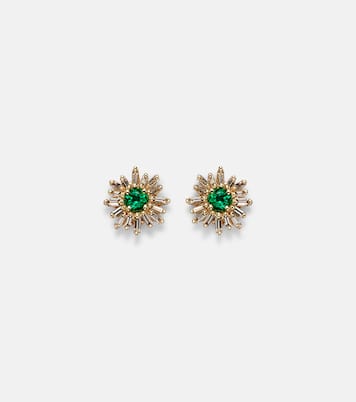 Boucles d'oreilles en or 18 ct, diamants et émeraudes | Suzanne Kalan