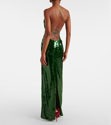 Robe longue à sequins et fleur | Magda Butrym