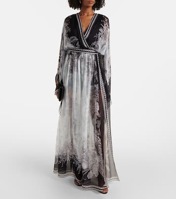 Gonna lunga in chiffon di seta con stampa | Elie Saab