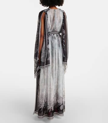 Gonna lunga in chiffon di seta con stampa | Elie Saab