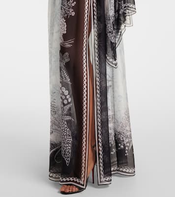 Gonna lunga in chiffon di seta con stampa | Elie Saab