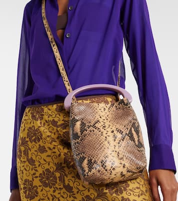 Small snake-effect leather tote bag | Dries Van Noten