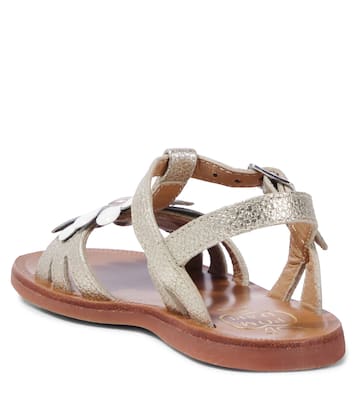 Sandalen Plagette Big Flo aus Metallic-Leder | Pom d'Api