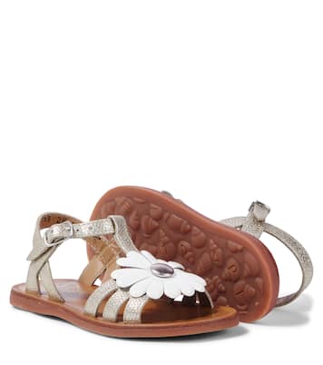 Sandalen Plagette Big Flo aus Metallic-Leder | Pom d'Api
