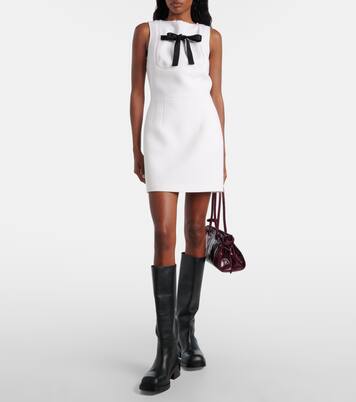 Bow-detail virgin wool minidress | Prada