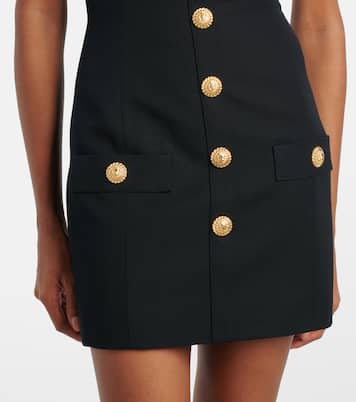 Halterneck wool grain de poudre minidress | Balmain