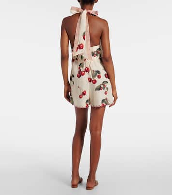 Notes From The Road printed linen romper | Camilla