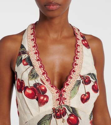 Notes From The Road printed linen romper | Camilla