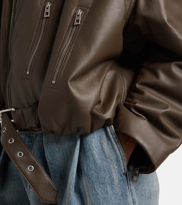 Cropped leather biker jacket | Loewe