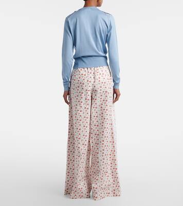 Floral cotton-blend poplin wide-leg pants | Dolce&Gabbana