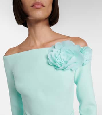 Jay floral-appliqué crêpe midi dress | Safiyaa