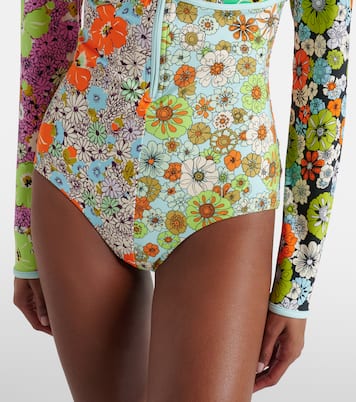 Orange Blossom floral rashguard swimsuit | Alémais