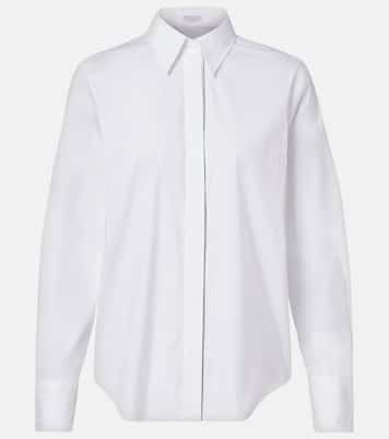 Camisa de popelín en mezcla de algodón con cuentas Monili  | Brunello Cucinelli